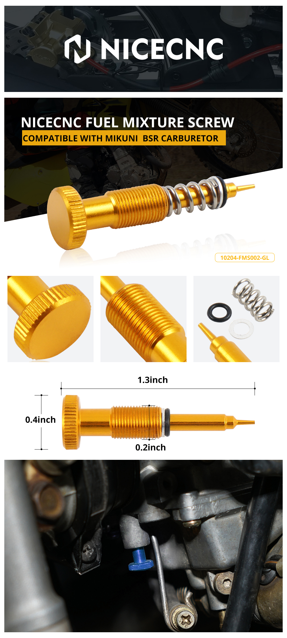 Carburetor Fuel Adjuster Screw Bolt For Suzuki DR-Z DRZ400S