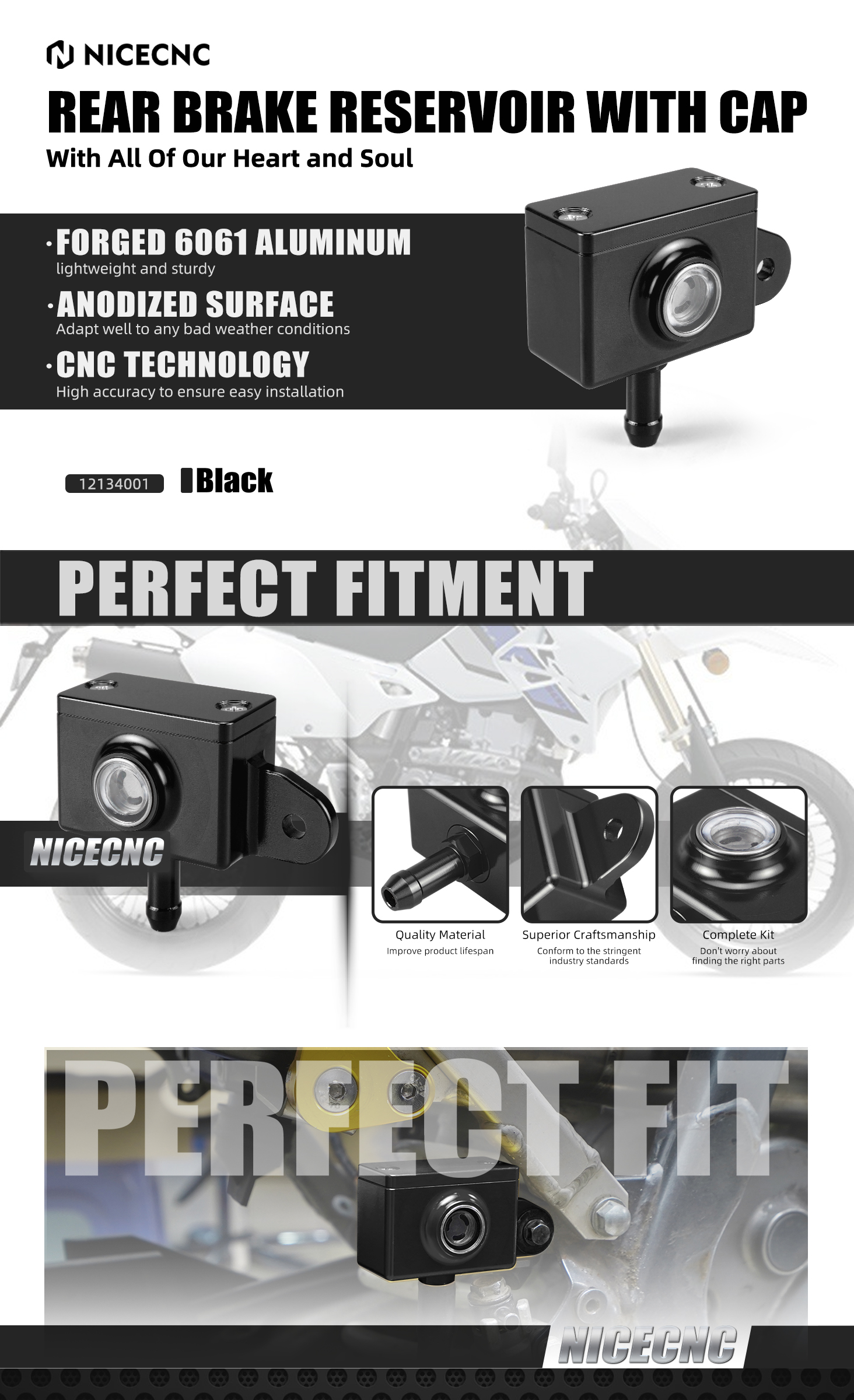 For Suzuki DRZ400SM CNC Rear Brake Master Cylinder Fluid Reservoir