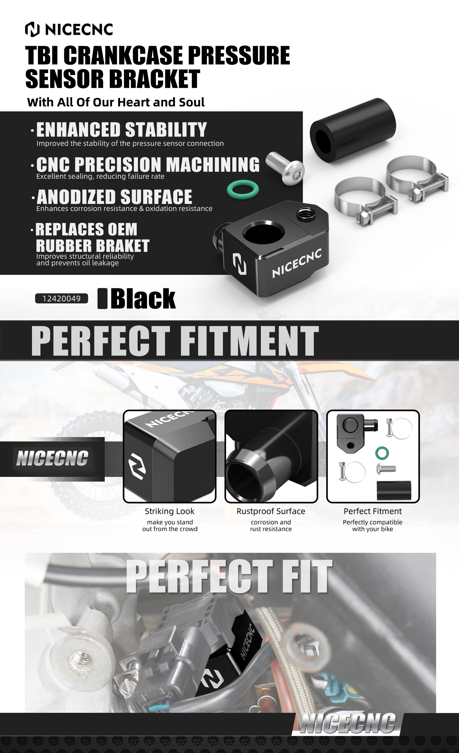 NICECNC TBI Crankcase Pressure Sensor Bracket For KTM 250 300 EXC