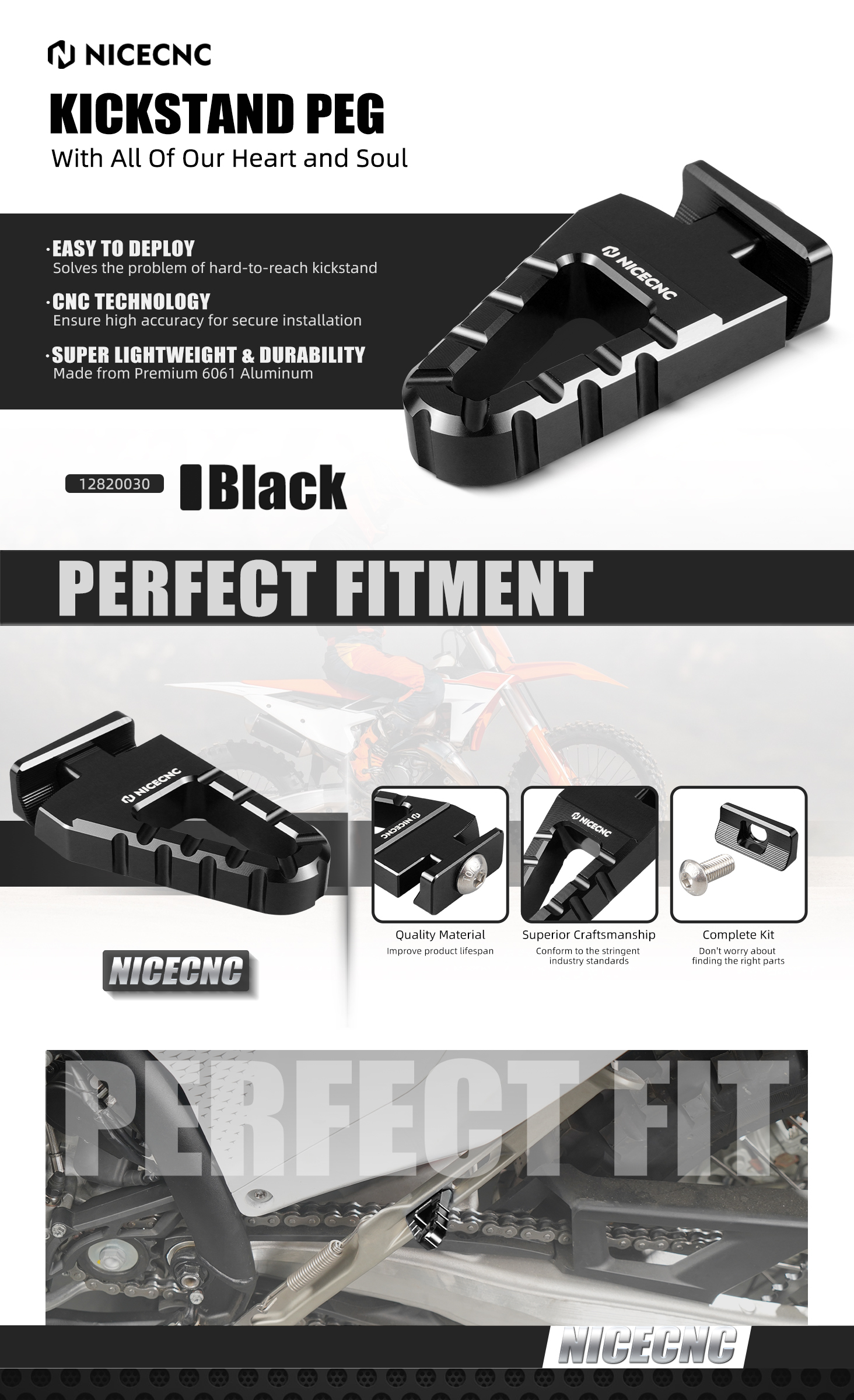 NICECNC Side Stand Kickstand Peg For KTM 125-500 EXC XC F XC-W XCF