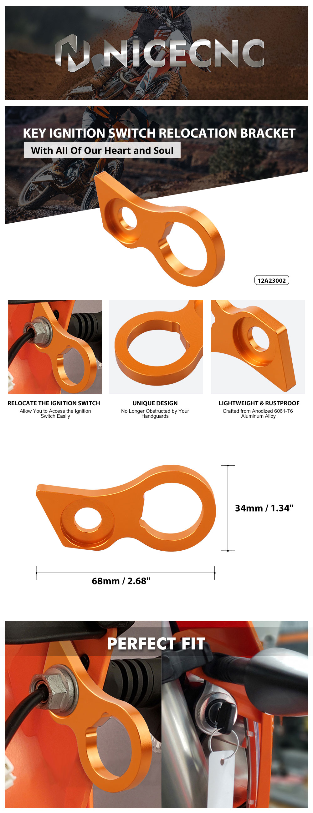 CNC Key Switch Relocation Bracket For KTM 250/350/450/500 EXC-F Six Days (2017-2023)