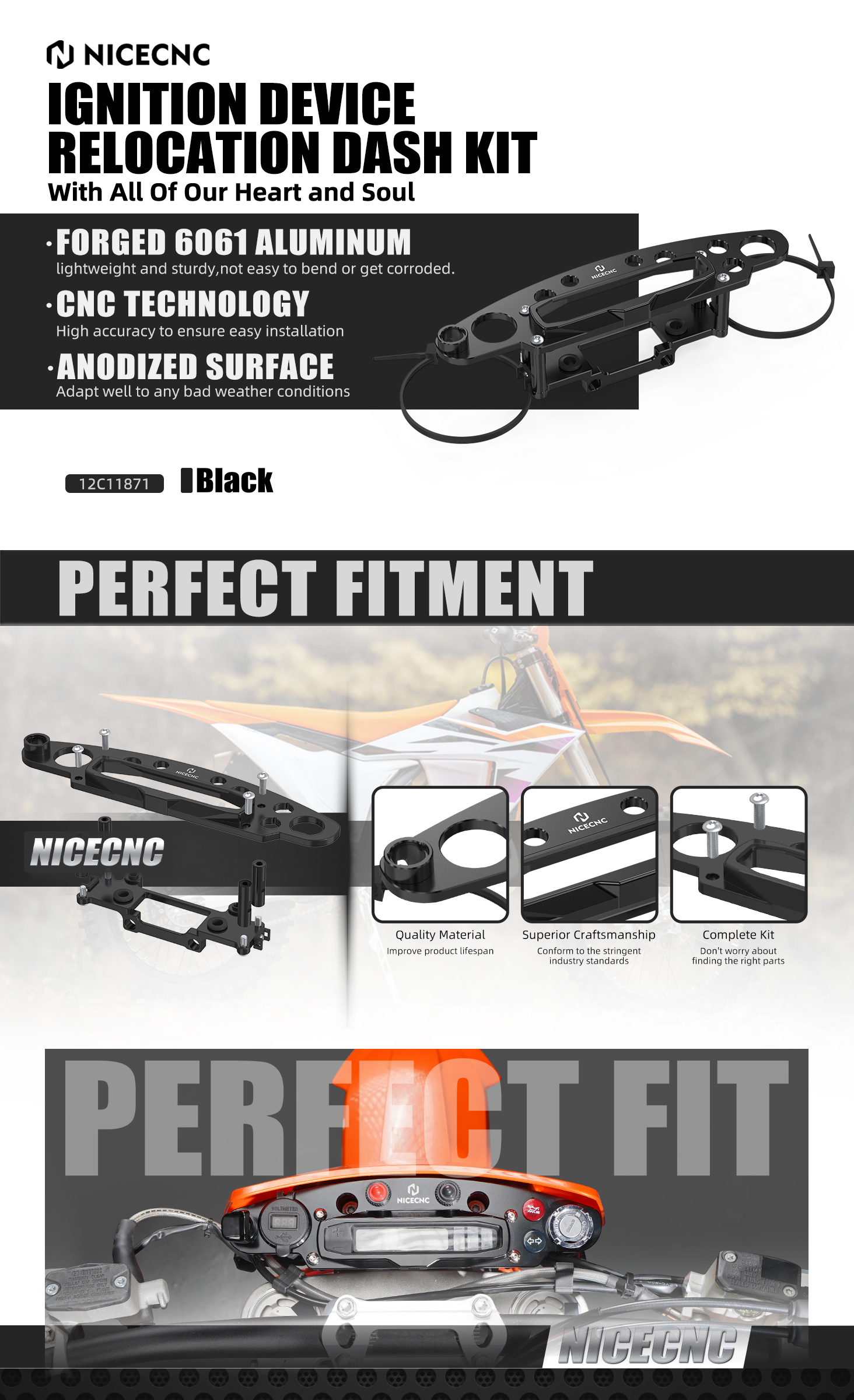 NICECNC Ignition Device Relocation Dash Kit For KTM 350 450