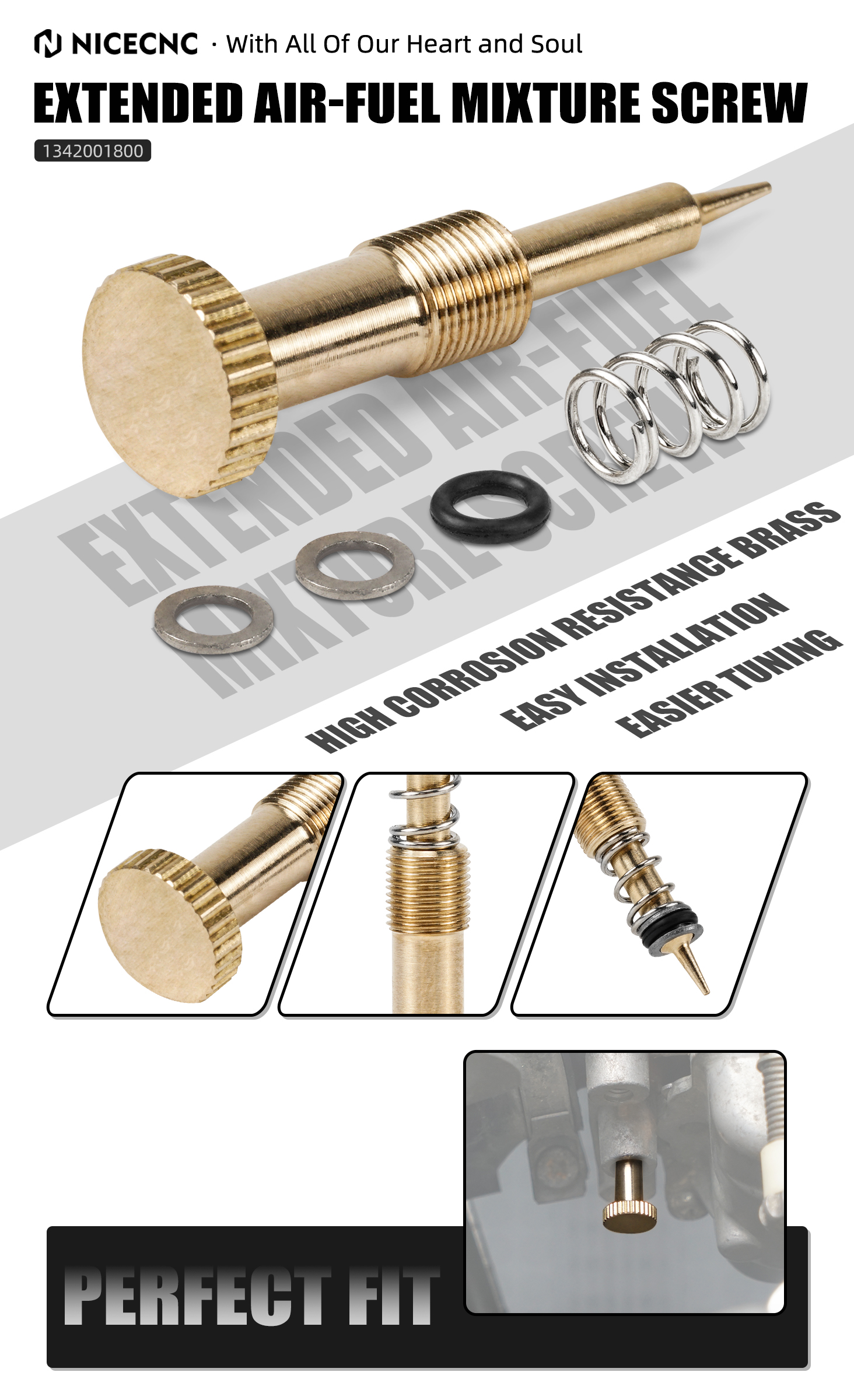 NICECNC Air Fuel Mixture Screw O-Ring Kit For Suzuki DR650S