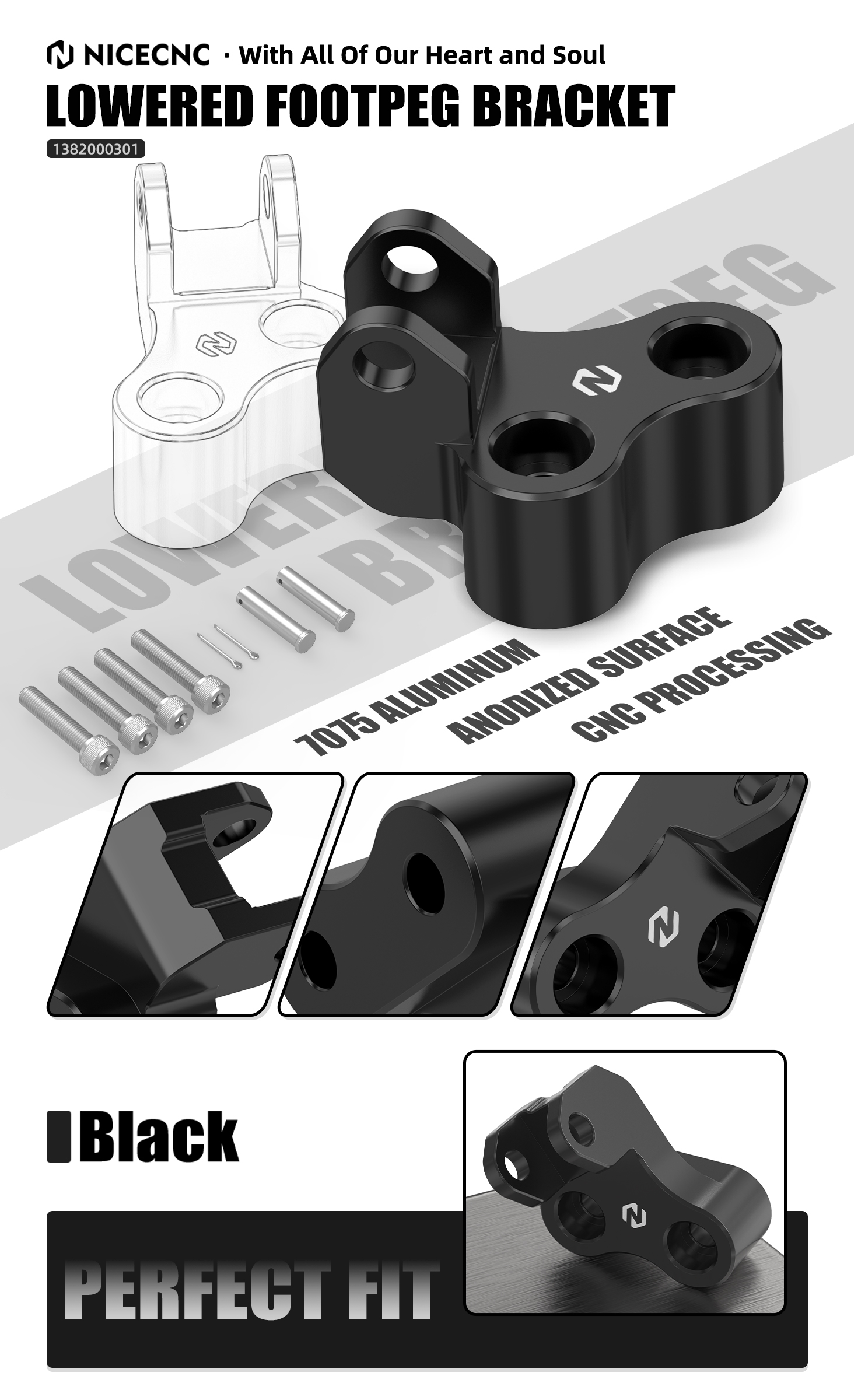 ハート 1 Pair Lowered Footpeg Bracket For Suzuki DR650S/SE 1996-2024