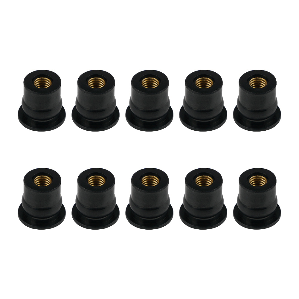 100x Well Nut M6x0.8mm Gummimuttern - Für Motorrad & ATV Windschutzscheiben Und Karosserie