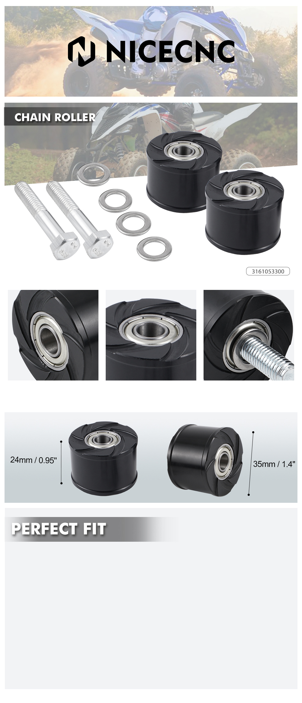 ん！ 2PCS For Yamaha Raptor 700 700R Lower Chain Roller With Bolt