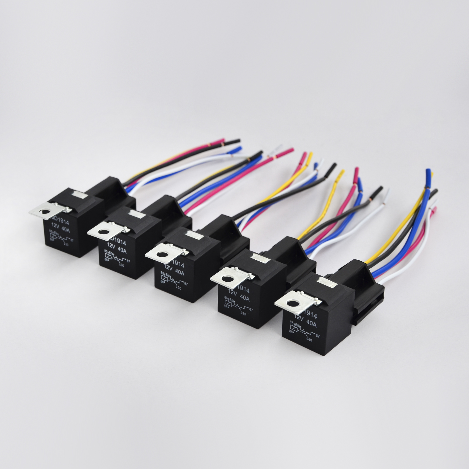 Set Of 5 12v 30 40 Amp Automotive Relay With 5 Pin 5 Wire
