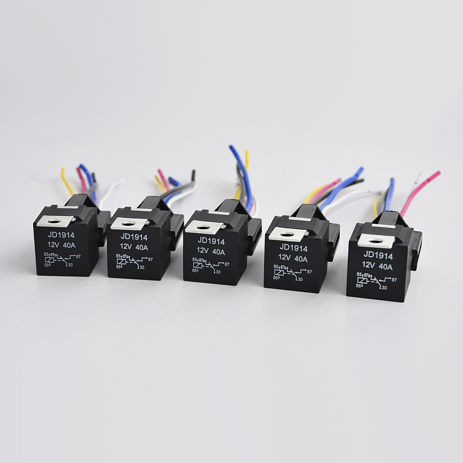 Set Of 5 12v 30 40 Amp Automotive Relay With 5 Pin 5 Wire