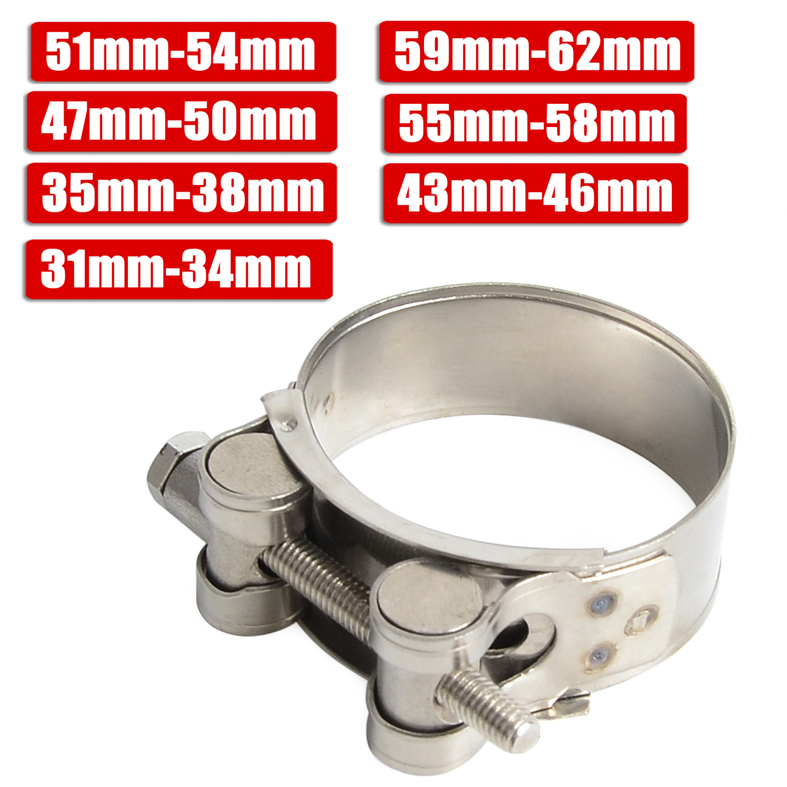 Universal Motorcycle 31-62mm Clip-on Exhaust Clamp Kit For Muffler Down ...