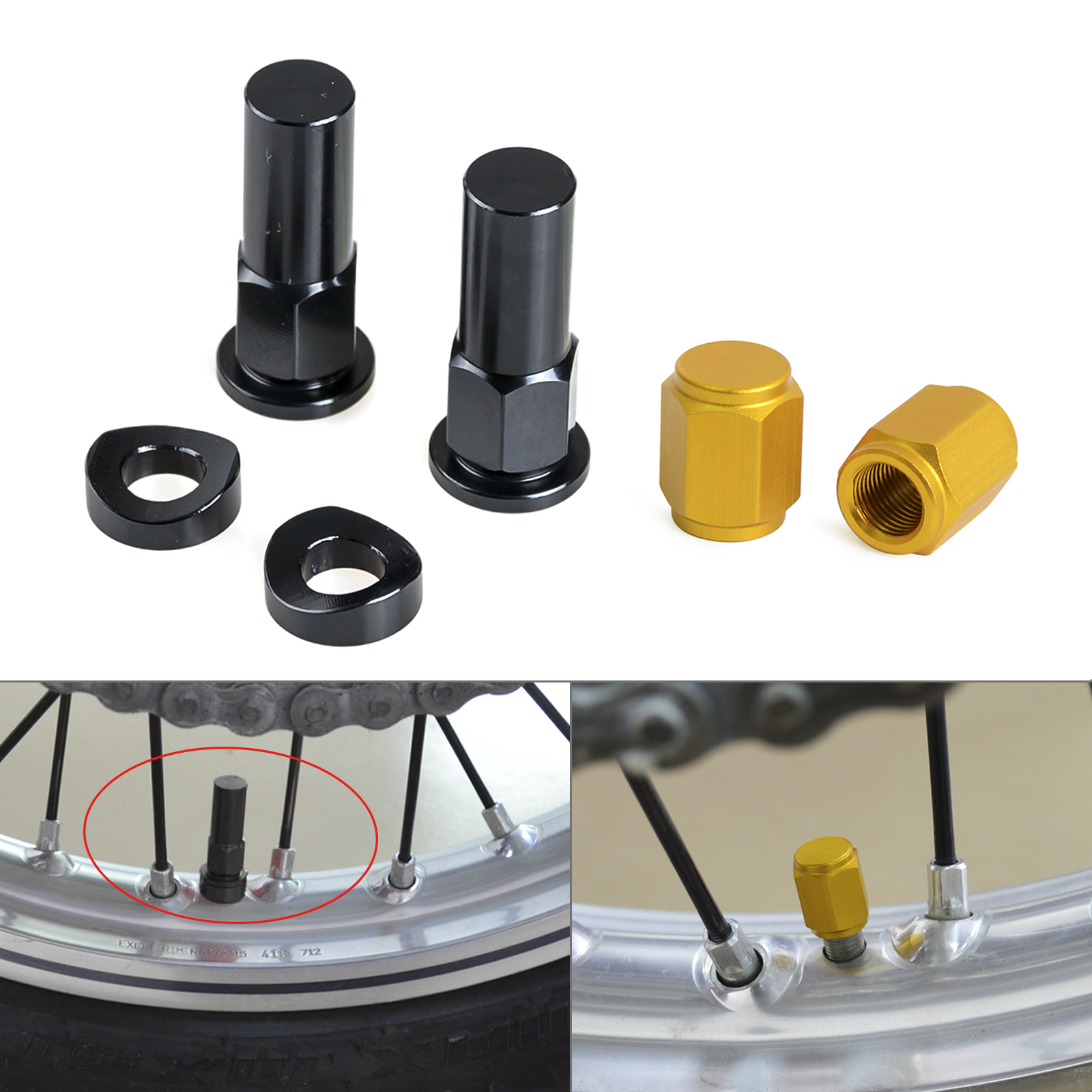 CNC Tire Valve Stem Cap & Rim Lock Nuts Kit For Honda CR 85R 125R 250R